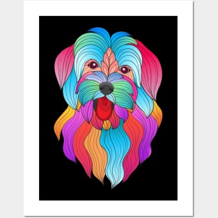 colored stylized dog head Posters and Art